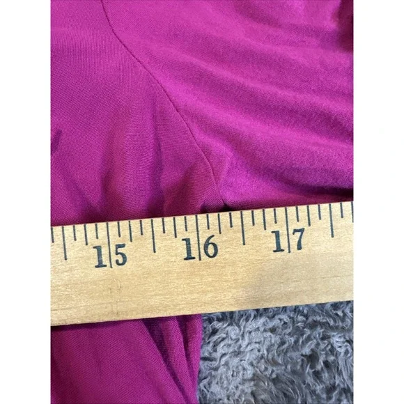 Pleione Women's Pink V Neck Long Sleeve Collared Stretch Blouse Top Size Medium - Picture 6 of 8